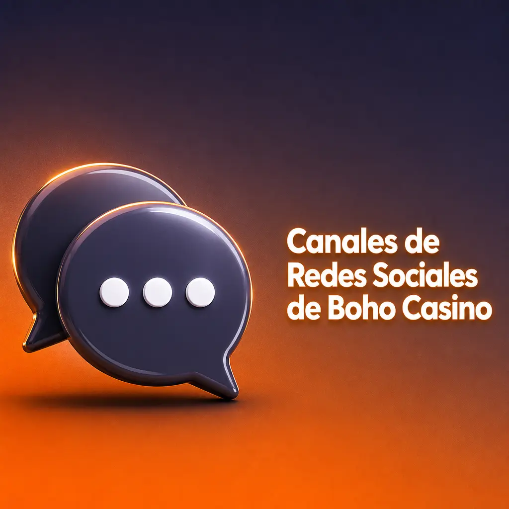 Canales de redes sociales de Boho Casino: Facebook, Instagram, Twitter/X y Telegram con novedades y promociones
