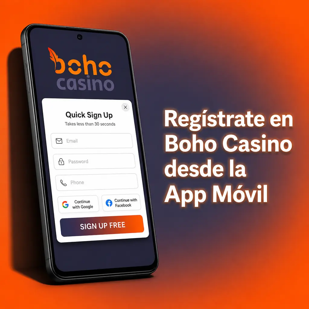 Registro en la app PWA de Boho Casino en Android e iOS desde la pantalla de inicio del móvil